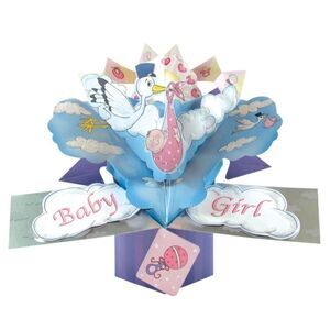 New Baby Girl Pop Up Greeting Card